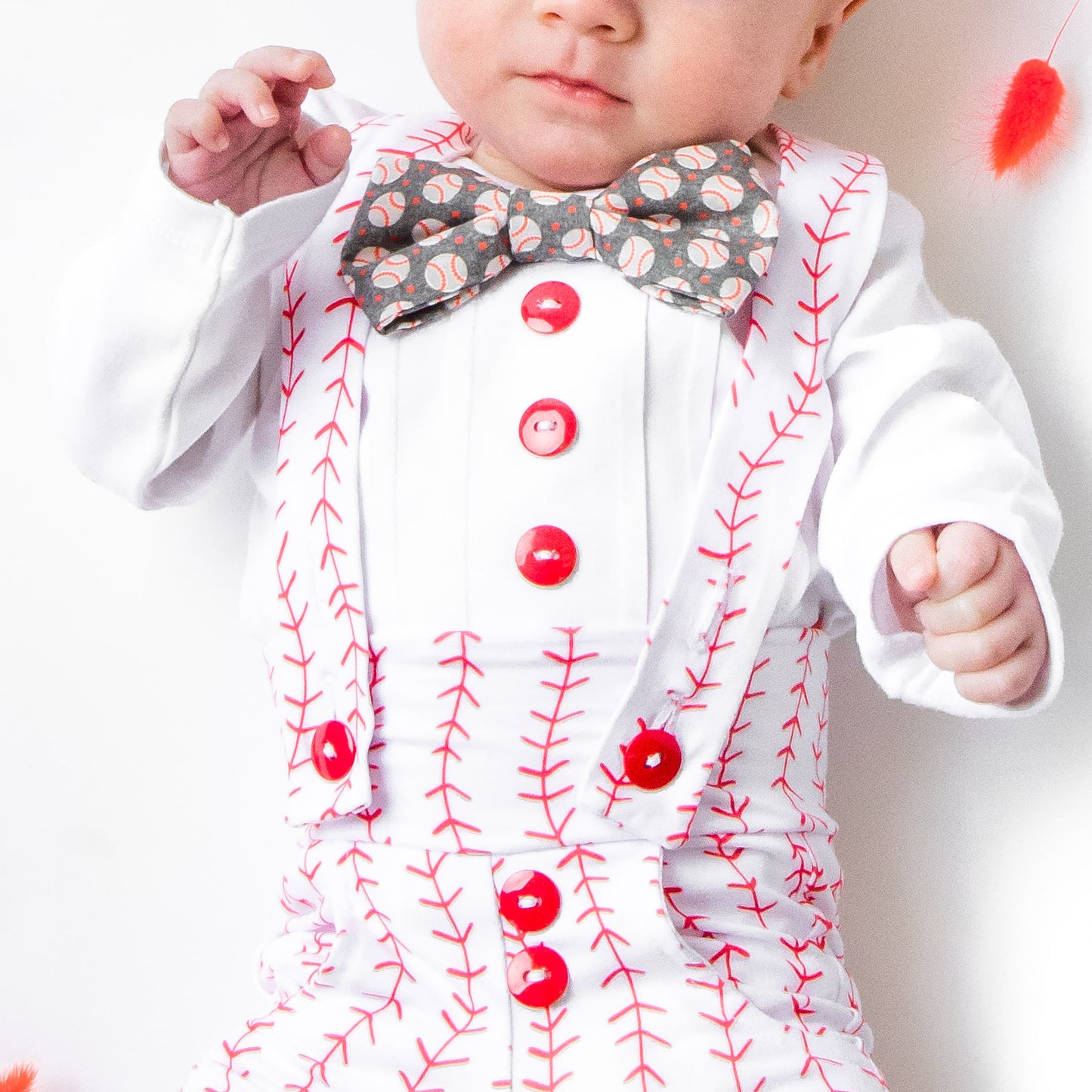 Baby Boy Tuxedo Outfit with Baseball Accents