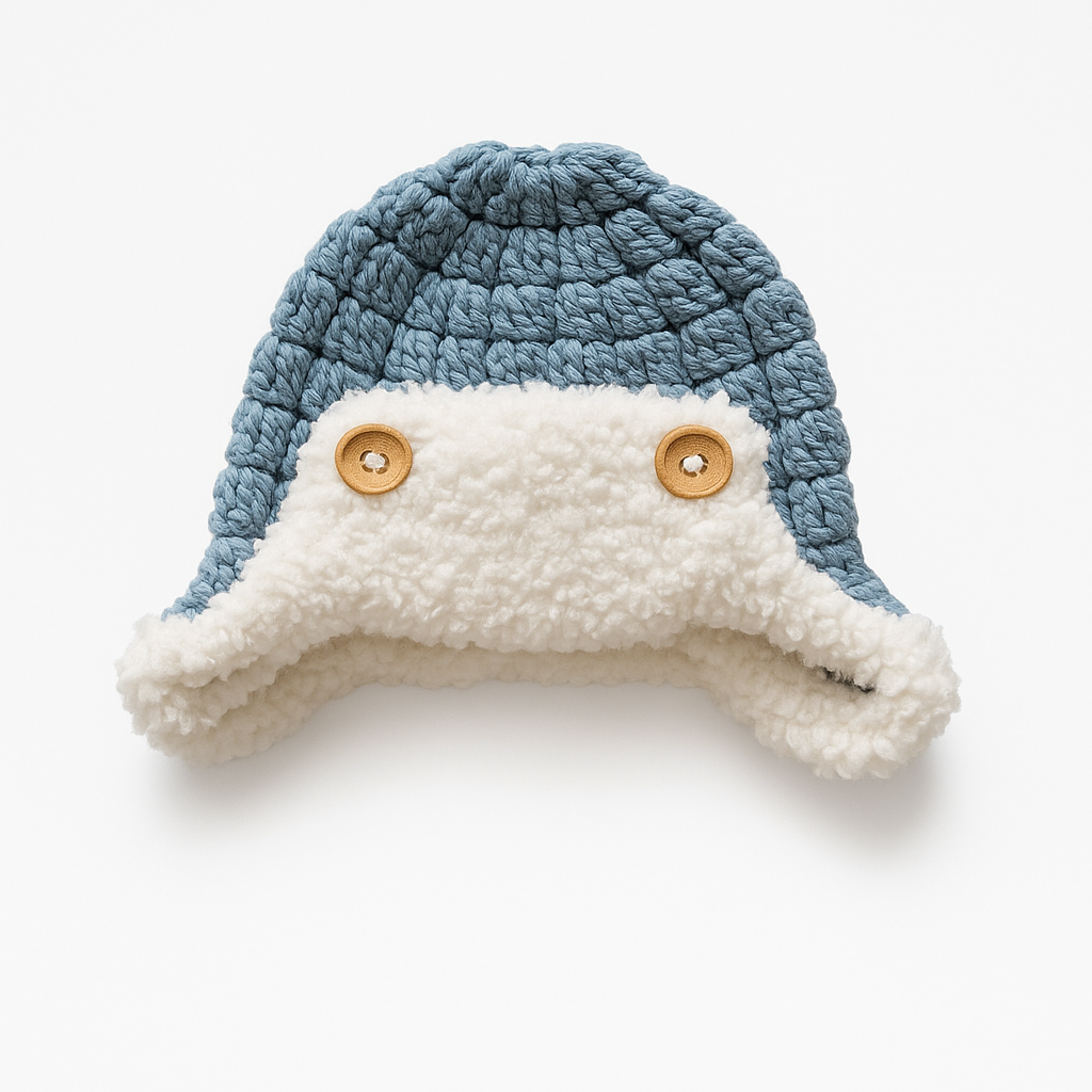 Blue & White Sherpa Baby Hat