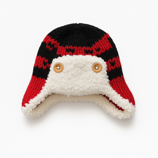 Red & Black Winter Sherpa Baby Hat