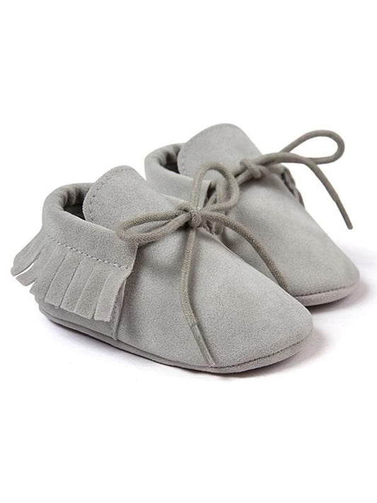 Silver baby boy moccasins