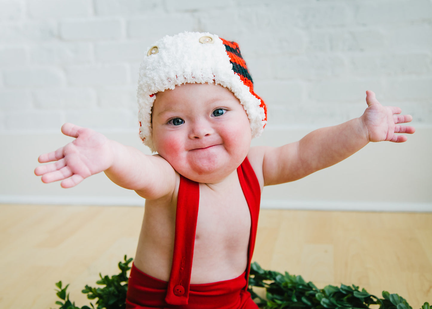 Red Plaid Sherpa Baby Hat