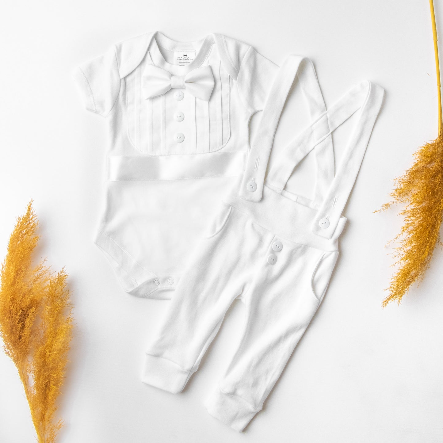 White Baby Boy Blessing & Christening Tuxedo Outfit