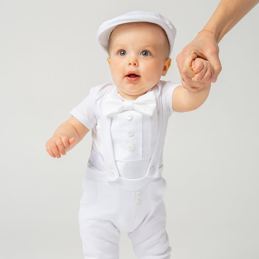 White Baby Boy Blessing & Christening Tuxedo Outfit