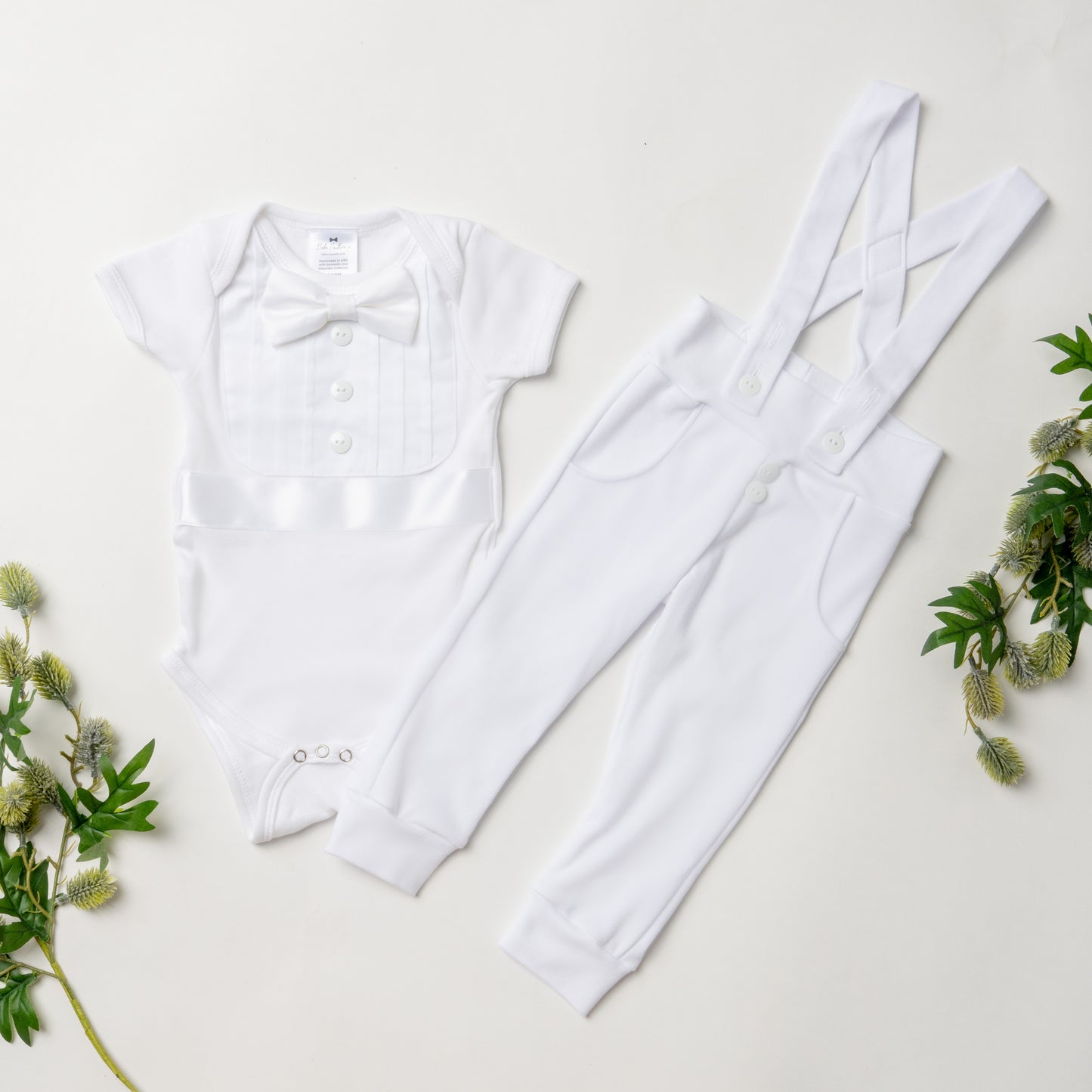 White Baby Boy Blessing & Christening Tuxedo Outfit