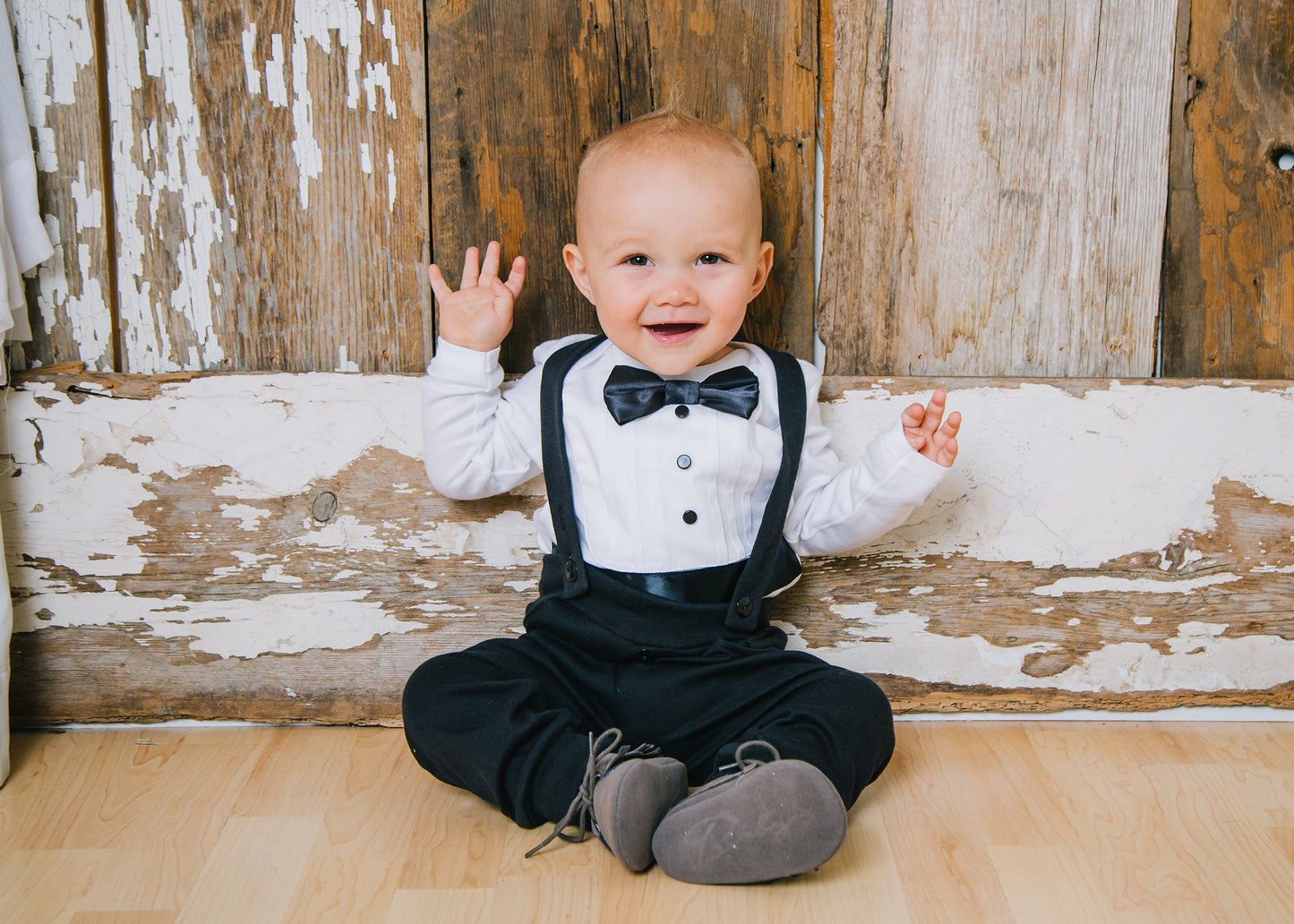 Tuxedo Outfit with Black Leggings and Black Accents