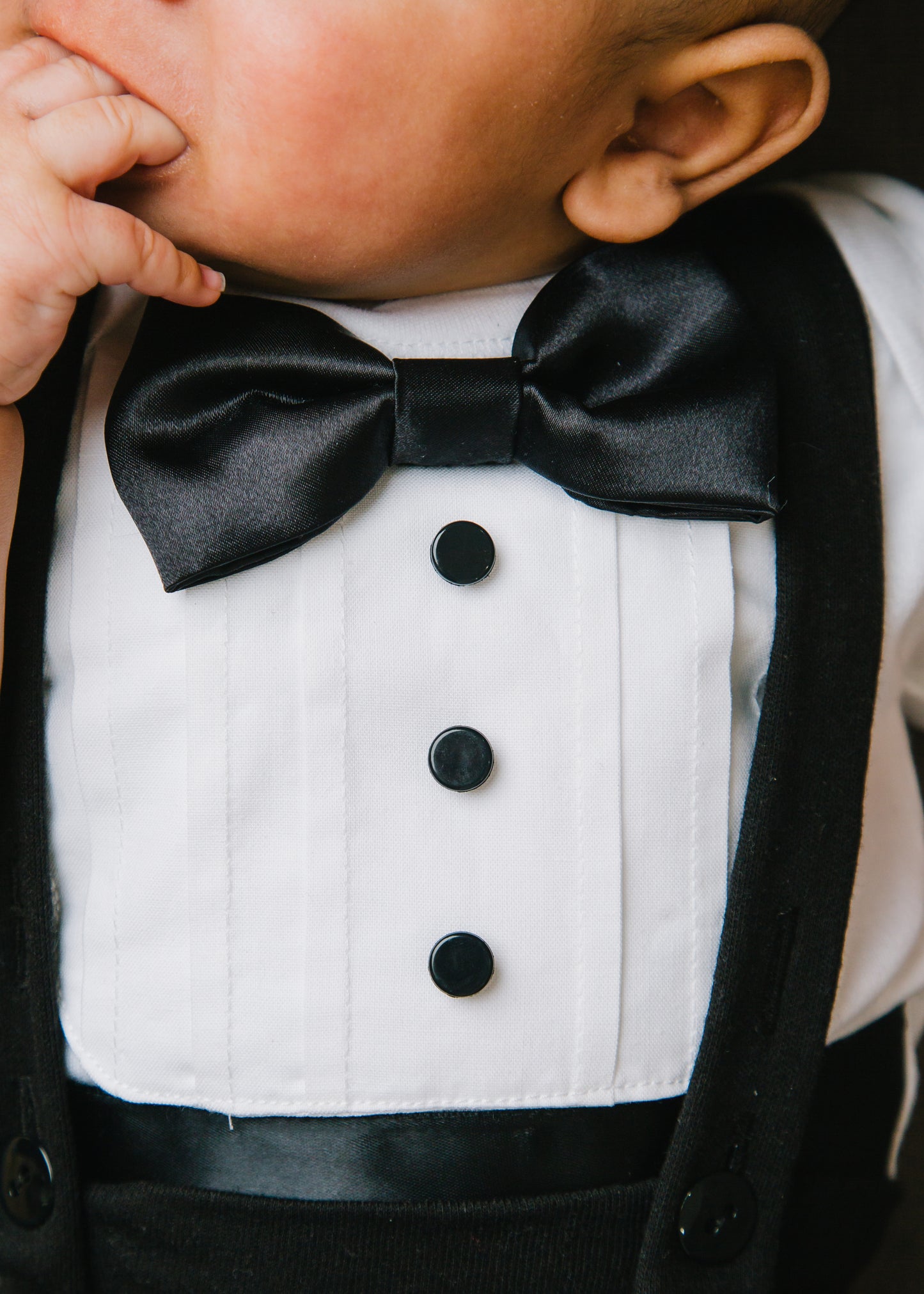 Tuxedo Outfit with Black Shorts and Black & White Accents