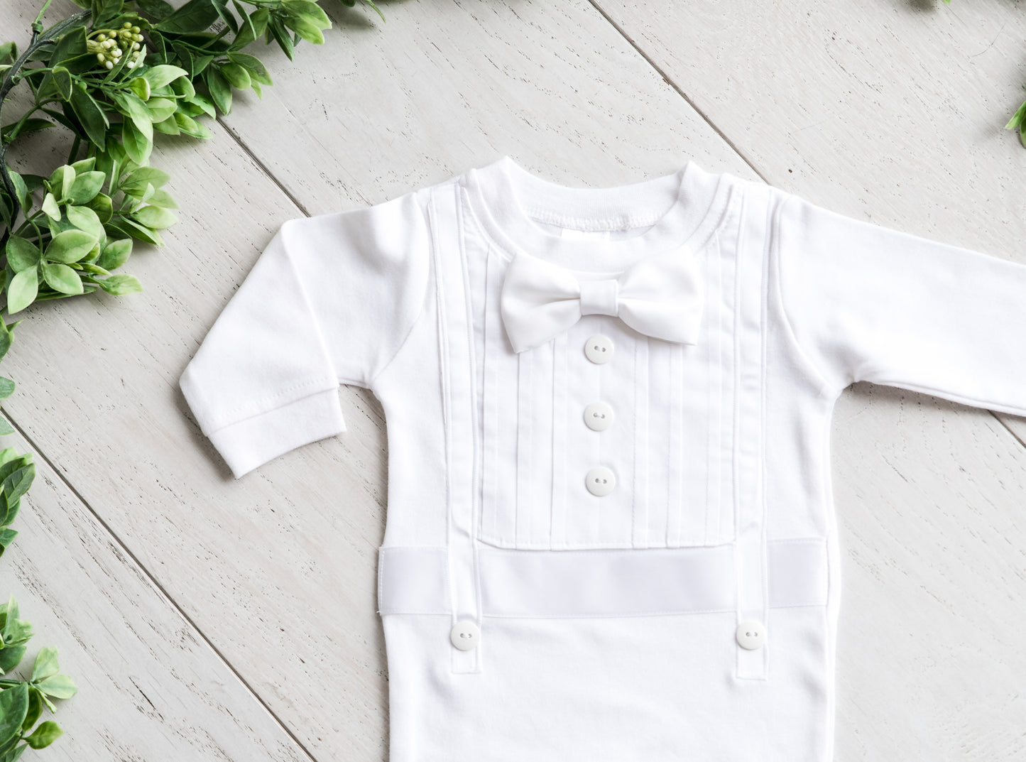 White Baby Boy Blessing & Christening Romper