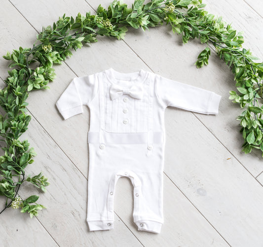 White Baby Boy Blessing & Christening Romper