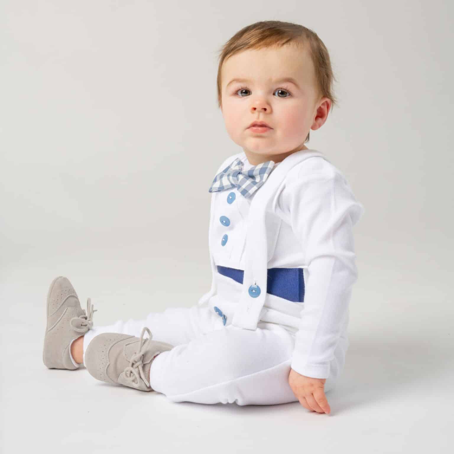 White and Blue Christening Outfit | Baptism, Blessing, Christening